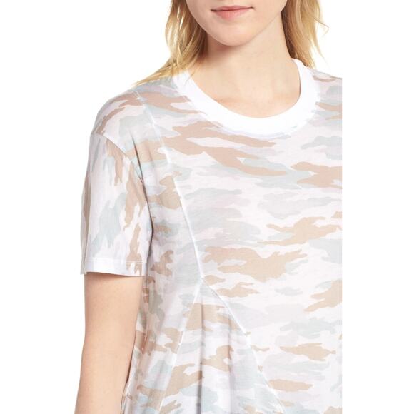 STATESIDE camo print swing tee semi sheer asymmetrical cotton tshirt Size XS NEW - Picture 8 of 8